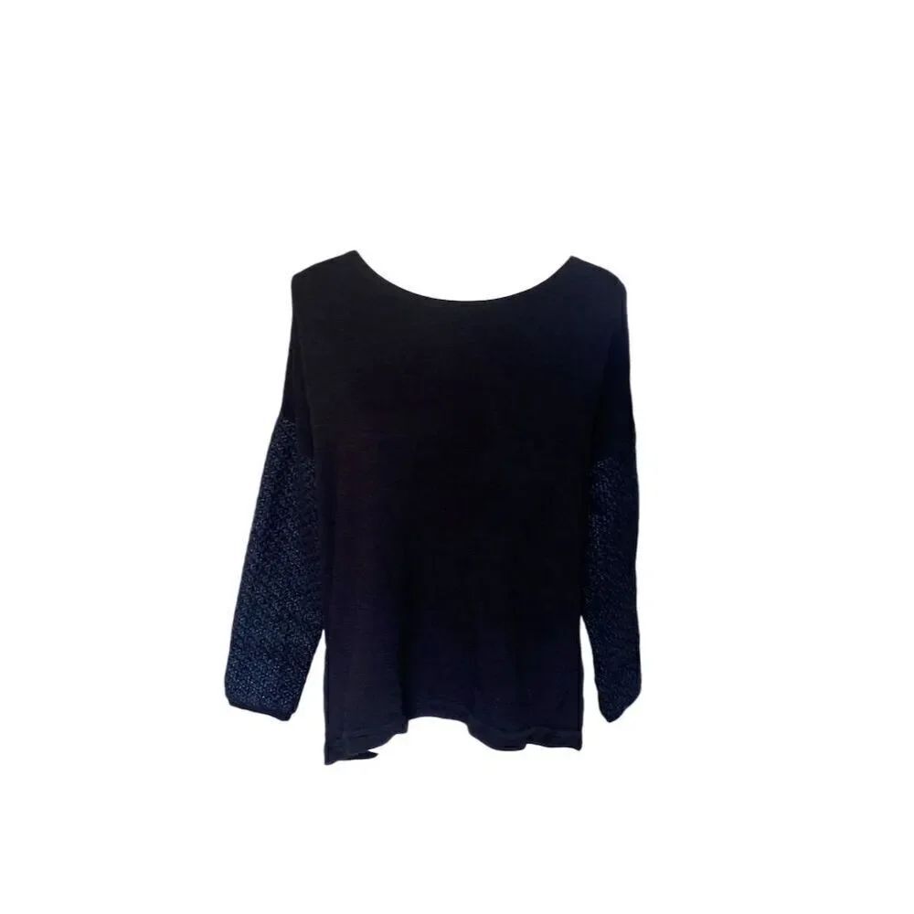 Generation Love Black Pullover Wool Blend Sweater S/XS Textured Sleeves High Low